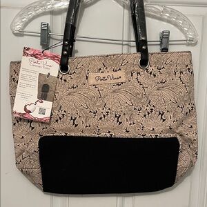 Black and Tan Paisley Tote